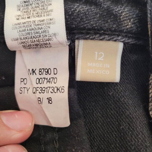 Michael Kors Jeans Womens 12 Slim 36x30 Black Denim Tie Dye Bleached Designer - Picture 12 of 12